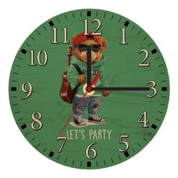 Let's Party Bear, Ρολόι τοίχου ξύλινο plywood (20cm)