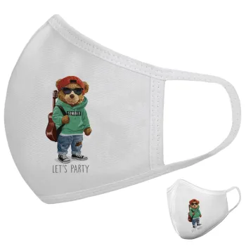Let's Party Bear, Μάσκα υφασμάτινη υψηλής άνεσης παιδική (Δώρο πλαστική θήκη)