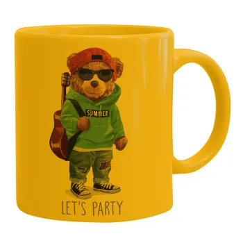 Let's Party Bear, Κούπα, κεραμική κίτρινη, 330ml