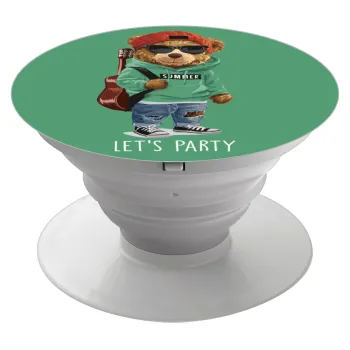 Let's Party Bear, Phone Holders Stand  White Hand-held Mobile Phone Holder