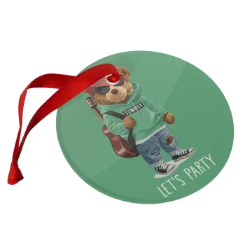 Let's Party Bear, Στολίδι Χριστουγεννιάτικο στολίδι γυάλινο 9cm