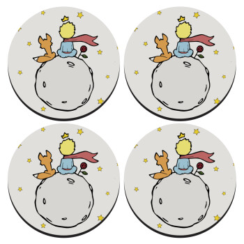 Little prince, SET of 4 round wooden coasters (9cm)