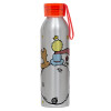 Αλουμινένιο Αθλητικό Μπουκάλι 650ml – Ασημί με Κόκκινο Καπάκι και Λουράκι Σιλικόνης