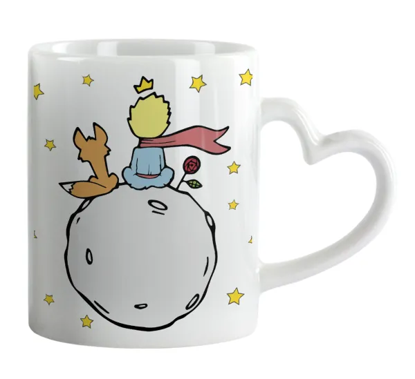 Little prince — Κούπα καρδιά χερούλι λευκή, κεραμική, 330ml