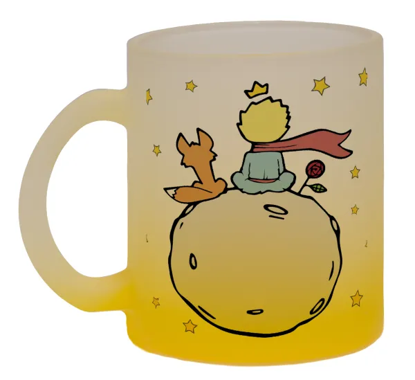 Little prince — Κούπα γυάλινη δίχρωμη με βάση το κίτρινο ματ, 330ml