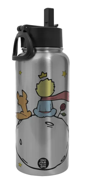 Little prince — Metal mug thermo Silver with Straw and Spout Lid (Stainless steel), double wall, 950ml