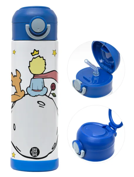 Little prince — Children's hot water bottle, stainless steel, with safety straw, BLUE (500ml)