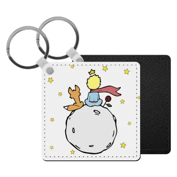 Little prince, Μπρελόκ Δερματίνη, τετράγωνο ΜΑΥΡΟ (5x5cm)