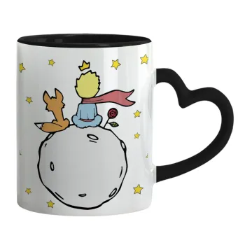 Little prince, Κούπα καρδιά χερούλι μαύρη, κεραμική, 330ml