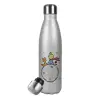 Μεταλλικό παγούρι θερμός Glitter Aσημένιο (Stainless steel), διπλού τοιχώματος, 500ml