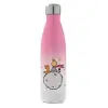 Μεταλλικό παγούρι θερμός Ροζ/Λευκό (Stainless steel), διπλού τοιχώματος, 500ml