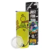 Neon Yellow Travel Tumbler θερμό, μεταλλικό καλαμάκι(Ανωξείδωτο 304 Food grade, BPA free, 600ml)