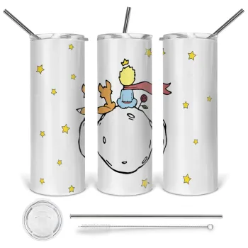 Little prince, Tumbler ποτήρι θερμό από ανοξείδωτο ατσάλι 600ml, με μεταλλικό καλαμάκι & βούρτσα καθαρισμού