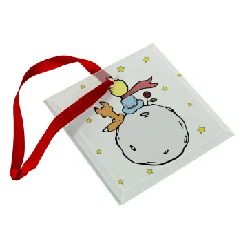 Little prince, Christmas ornament, glass square ornament 9x9cm
