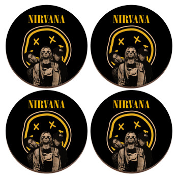 Nirvana, ΣΕΤ x4 Σουβέρ ξύλινα στρογγυλά plywood (9cm)