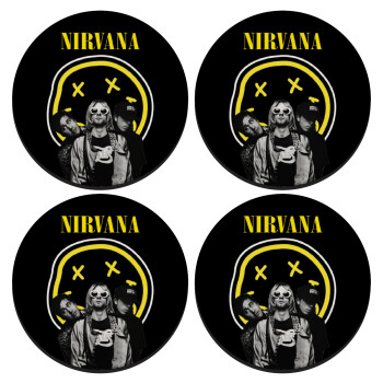 Nirvana, SET of 4 round wooden coasters (9cm)