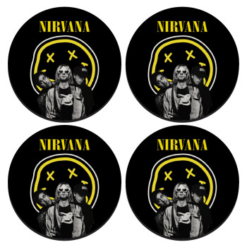 Nirvana, SET of 4 round wooden coasters (9cm)