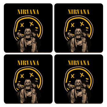 Nirvana, ΣΕΤ x4 Σουβέρ ξύλινα τετράγωνα plywood (9cm)