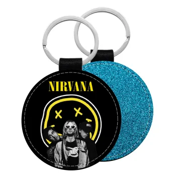 Nirvana, Μπρελόκ Δερματίνη, στρογγυλό ΜΠΛΕ (5cm)