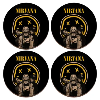 Nirvana, ΣΕΤ x4 Σουβέρ ξύλινα στρογγυλά plywood (9cm)