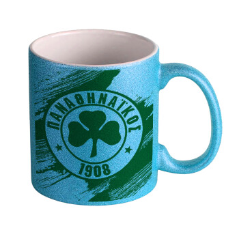 Π.Α.Ο., Κούπα Σιέλ Glitter που γυαλίζει, κεραμική, 330ml