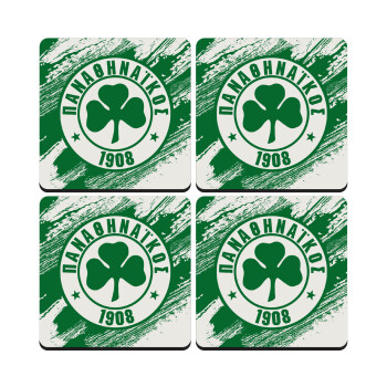 Π.Α.Ο., ΣΕΤ 4 Σουβέρ ξύλινα τετράγωνα (9cm)