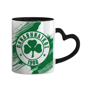 Π.Α.Ο., Mug heart black handle, ceramic, 330ml