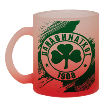 Π.Α.Ο., Κούπα γυάλινη δίχρωμη με βάση το κόκκινο ματ, 330ml