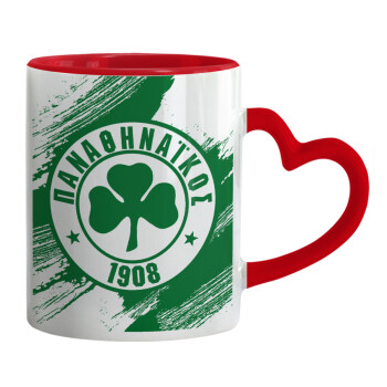 Π.Α.Ο., Mug heart red handle, ceramic, 330ml