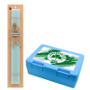 Easter Set, children's snack container BLUE & Easter aromatic flat candle (30cm) (TURQUOISE)