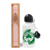 Easter Set, metallic aluminum bottle (500ml) & aromatic flat Easter candle (30cm) (PINK)