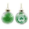 Στολίδι Χριστουγεννιάτικη μπάλα δένδρου διάφανη με πράσινο γέμισμα 8cm
