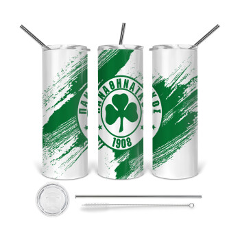 Π.Α.Ο., Tumbler stainless steel 600ml, with metal straw & cleaning brush