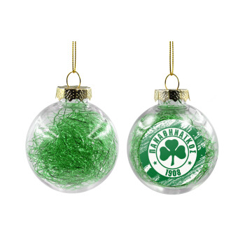 Π.Α.Ο., Χριστουγεννιάτικη μπάλα δένδρου διάφανη με πράσινο γέμισμα 8cm