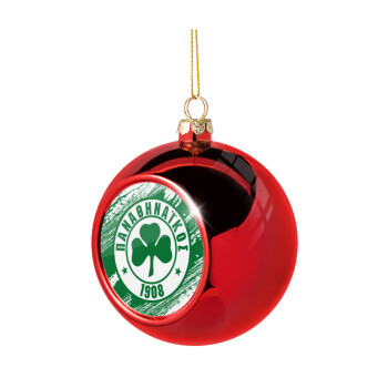Π.Α.Ο., Χριστουγεννιάτικη μπάλα δένδρου Κόκκινη 8cm