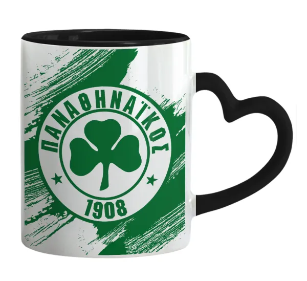 Π.Α.Ο. — Mug heart black handle, ceramic, 330ml