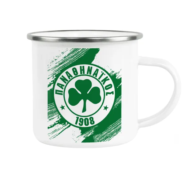 Π.Α.Ο. — Metallic enamel cup white 360ml
