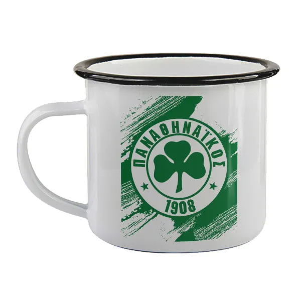 Π.Α.Ο. — Enamel mug with black rim, 360ml