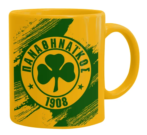 Π.Α.Ο. — Ceramic coffee mug yellow, 330ml