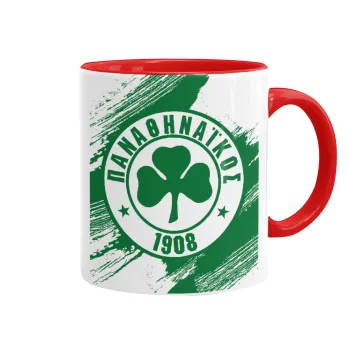 Π.Α.Ο., Κούπα χρωματιστή κόκκινη, κεραμική, 330ml