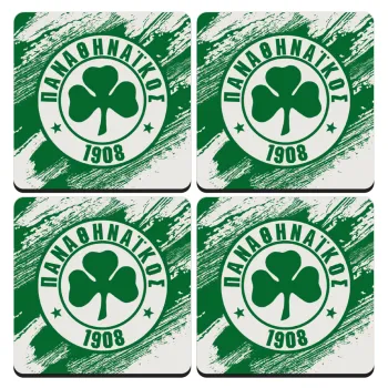 Π.Α.Ο., ΣΕΤ 4 Σουβέρ ξύλινα τετράγωνα (9cm)