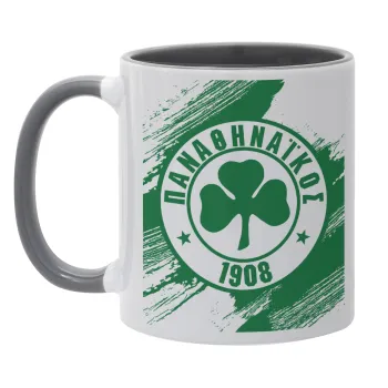 Π.Α.Ο., Κούπα χρωματιστή γκρι, κεραμική, 330ml