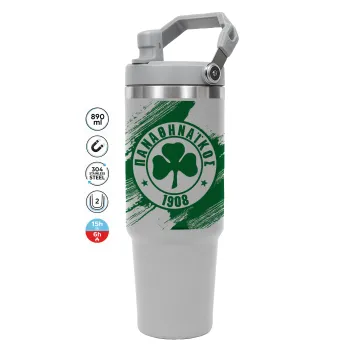Π.Α.Ο., ΓΚΡΙ χρώματος Θερμός Ανοξείδωτο 890ml (30oz) με χερούλι