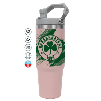 Π.Α.Ο., Pink color, 890ml (30oz) stainless Steel Tumbler with Handle