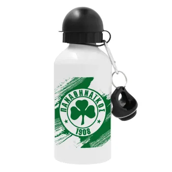 Π.Α.Ο., Metal water bottle, White, aluminum 500ml