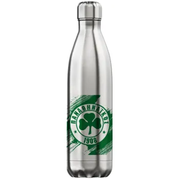 Π.Α.Ο., Μεταλλικό παγούρι θερμός Inox (Stainless steel), διπλού τοιχώματος, 750ml