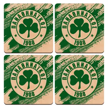 Π.Α.Ο., ΣΕΤ x4 Σουβέρ ξύλινα τετράγωνα plywood (9cm)