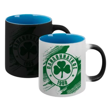 Π.Α.Ο., Κούπα Μαγική εσωτερικό μπλε, κεραμική 330ml που αλλάζει χρώμα με το ζεστό ρόφημα