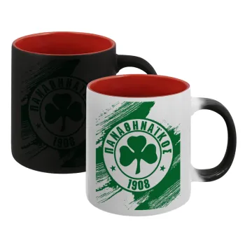 Π.Α.Ο., Κούπα Μαγική εσωτερικό κόκκινο, κεραμική, 330ml που αλλάζει χρώμα με το ζεστό ρόφημα