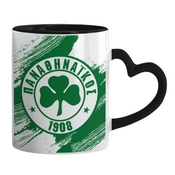 Π.Α.Ο., Mug heart black handle, ceramic, 330ml